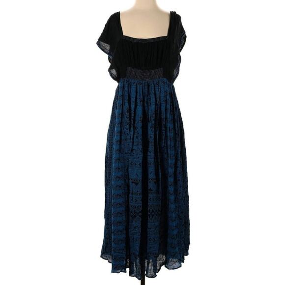 Free People Paradise Midi Small Blue Black Dress - Picture 3 of 9